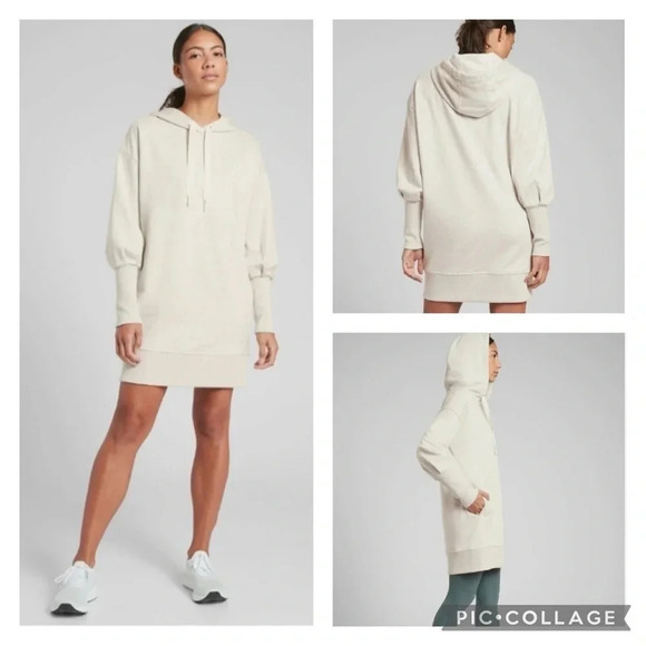 Athleta Dresses & Skirts - Athleta Modal Mala Hoodie Dress Heathered Oatmeal Size Small